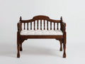 Banc de jardin - bois-tissu - 136x57x89 cm - brun-blanc - style traditionnel
