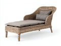 Bain de soleil - rotin-bois-tissu - 184x75x91 cm - naturel-gris taupe - style naturel