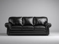 Canapé droit - cuir - 238x92x82 cm - noir - classique