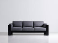 Canapé droit - tissu-bois - 218x91x80 cm - gris foncé-noir - style contemporain