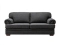 Canapé droit - tissu-bois - 204x94x81 cm - gris foncé-marron - style classique contemporain