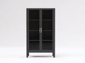Vitrine-Métal-Verre-86x38x158 cm-gris foncé-moderne