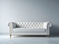 Canapé droit - cuir - 230x88x78 cm - blanc - chesterfield