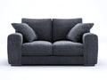 Canapé droit - tissu-bois - 182x92x84 cm - bleu gris foncé - style contemporain cosy