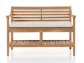 Banc de jardin - bois-tissu - 142x54x88 cm - naturel-blanc - style classique