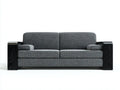 Canapé droit - tissu-bois - 212x92x78 cm - gris foncé-noir - style moderne
