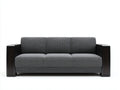 Canapé droit - tissu-bois - 236x96x79 cm - gris foncé-noir - style minimaliste