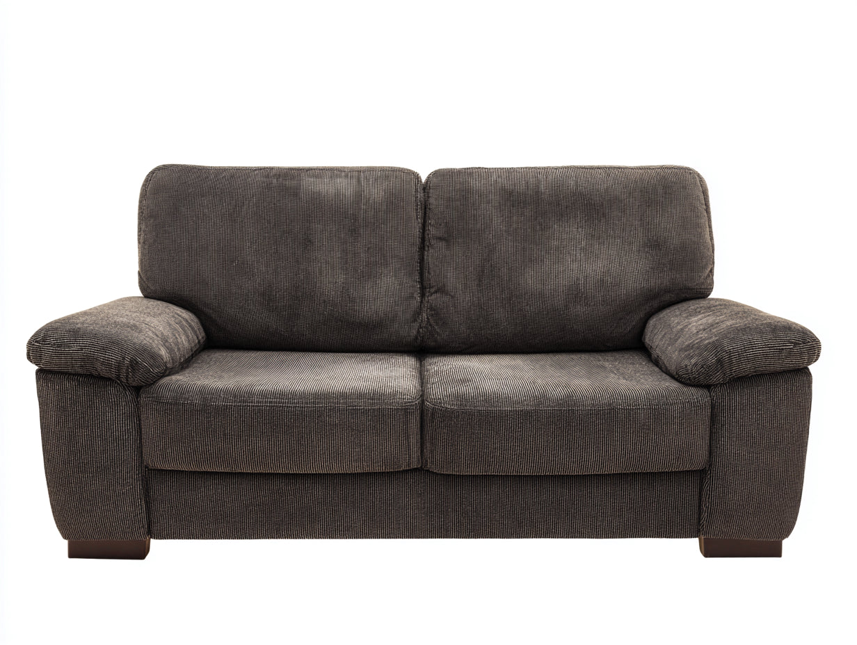 Canapé droit - tissu côtelé-bois - 188x93x86 cm - taupe foncé-marron - style contemporain décontracté