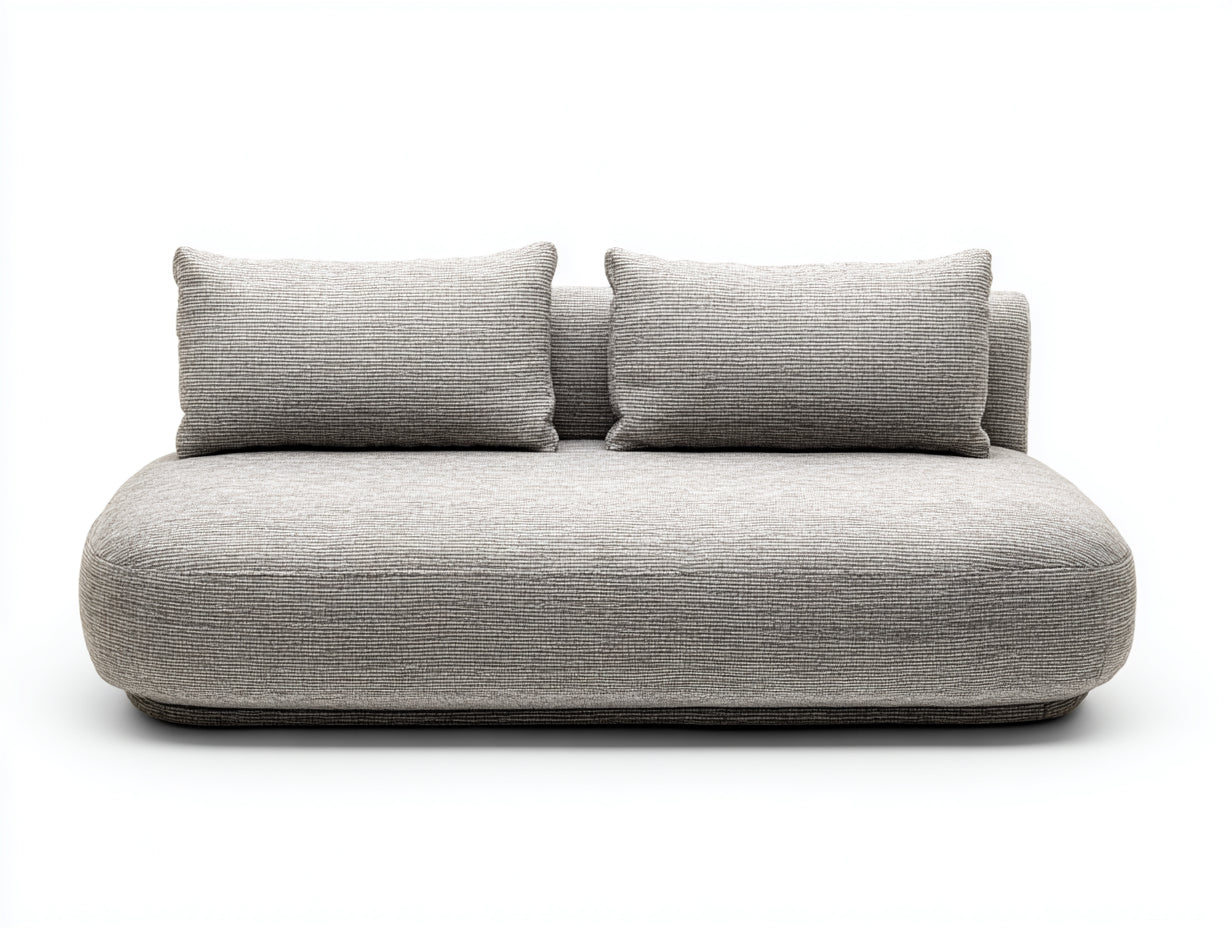 Canapé droit - tissu bouclé - 224x104x73 cm - gris clair - moderne