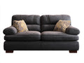 Canapé droit - tissu-bois - 206x95x86 cm - gris anthracite-marron - style contemporain moelleux