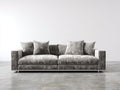 Canapé droit - velours-métal - 228x96x78 cm - gris clair - design contemporain