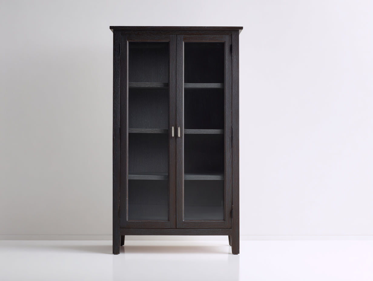 Vitrine-Bois-Verre-90x38x160 cm-brun foncé-classique