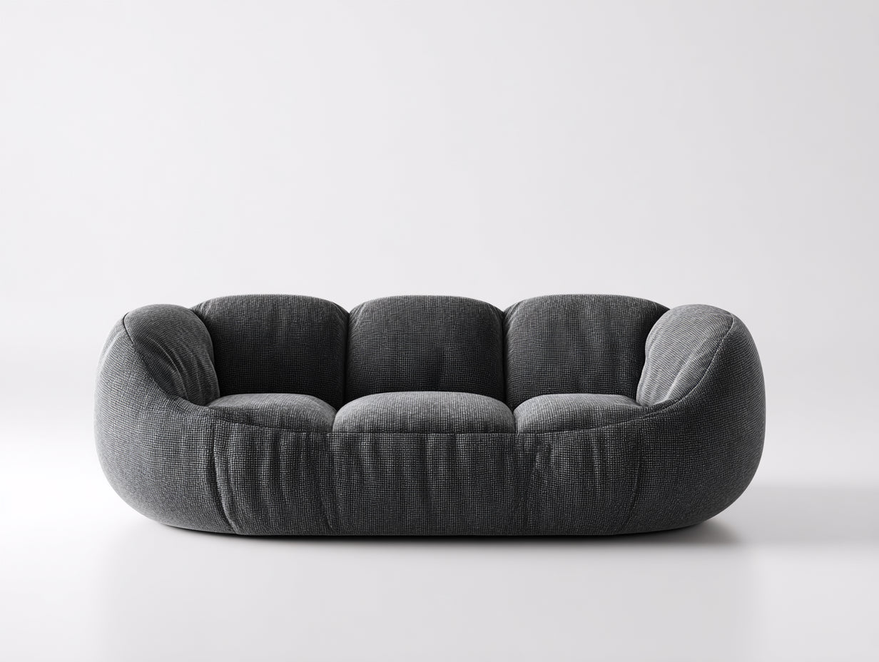 Canapé droit - tissu - 218x102x76 cm - gris foncé - style organique