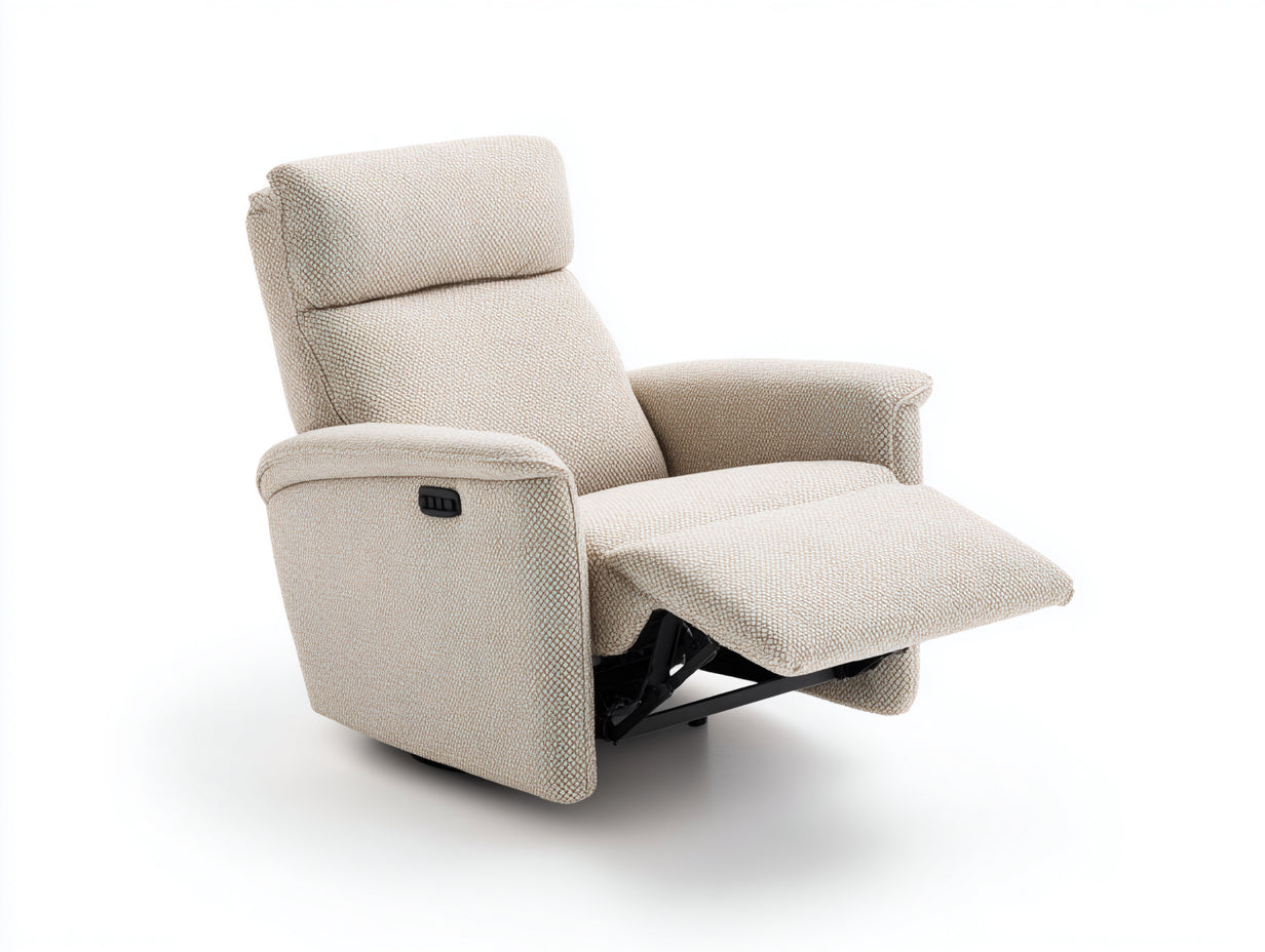 Fauteuil relax - tissu bouclé-métal - 92x98x106 cm - beige - contemporain