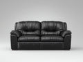 Canapé droit - cuir - 174x94x86 cm - noir - contemporain