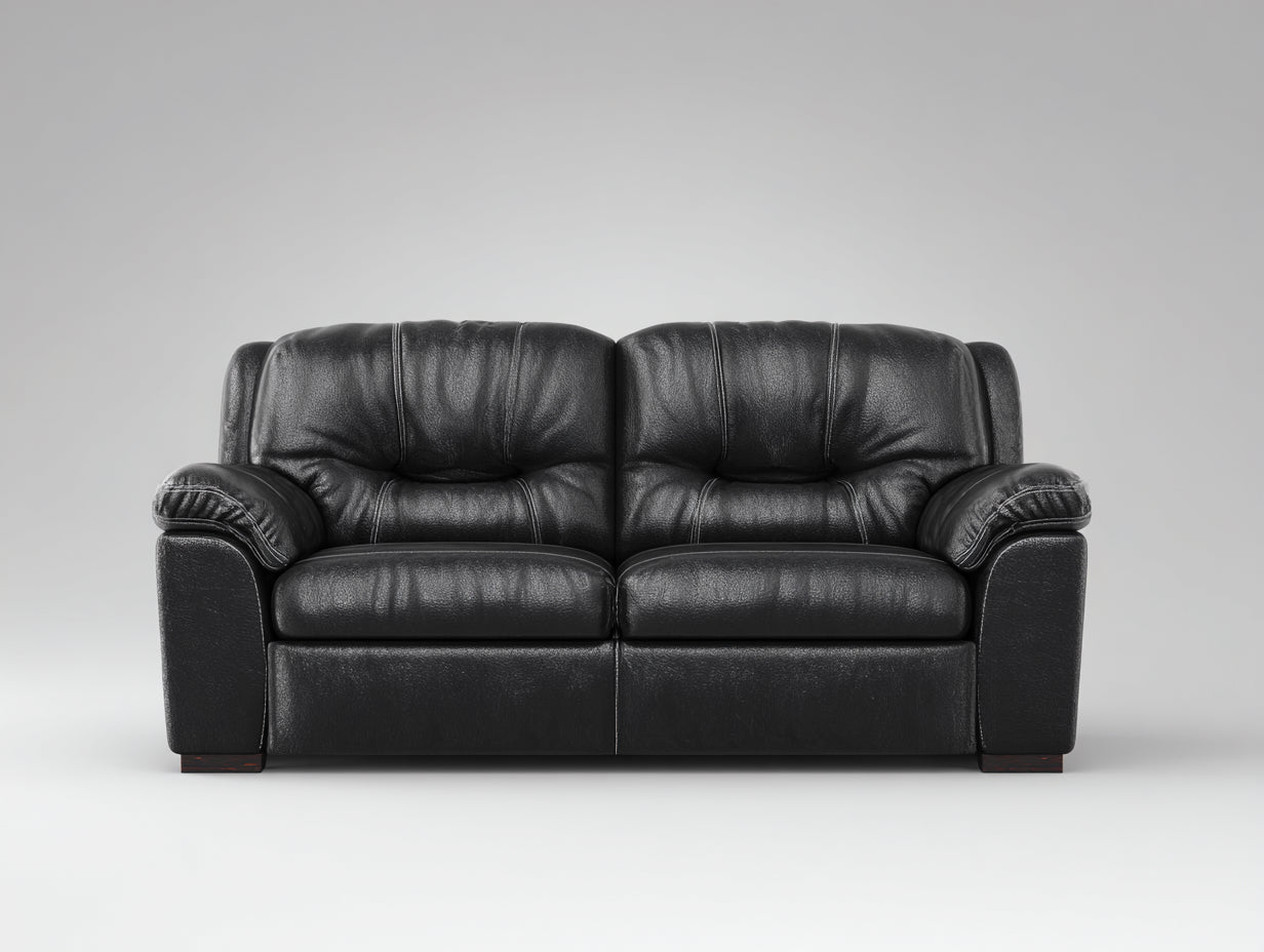Canapé droit - cuir - 174x94x86 cm - noir - contemporain