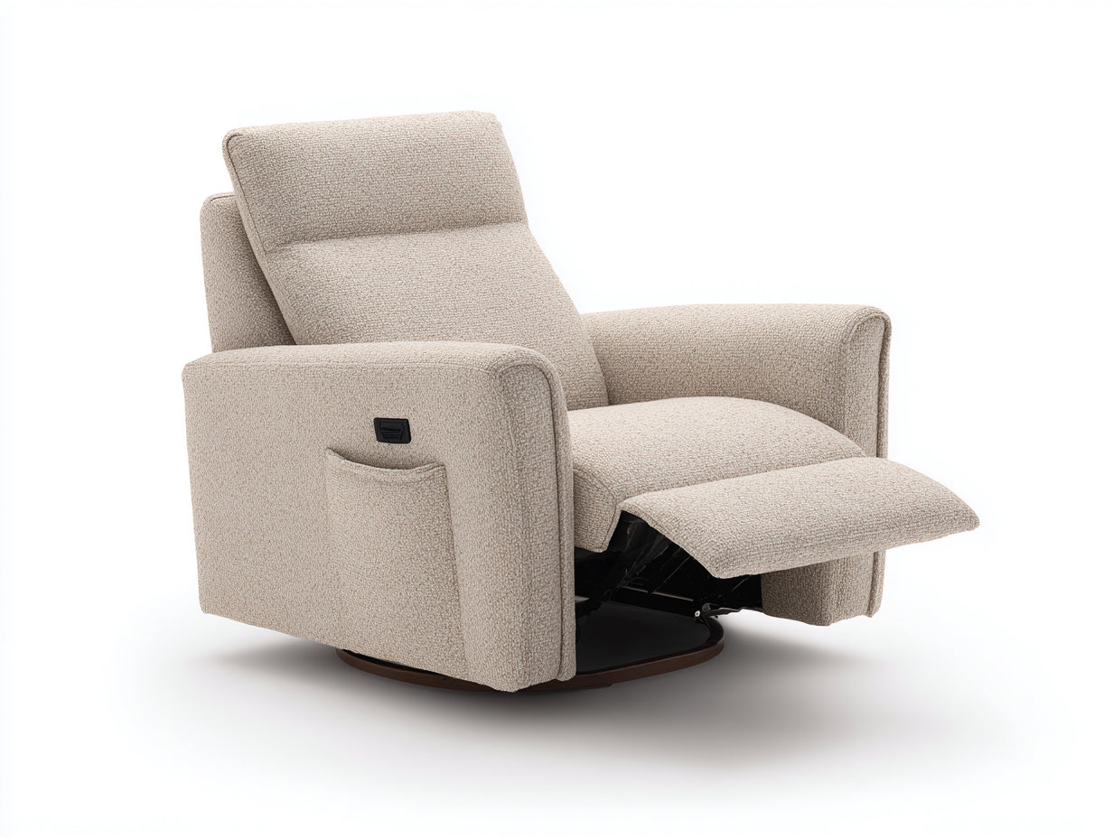 Fauteuil relax - tissu bouclé-métal - 91x97x103 cm - beige - contemporain