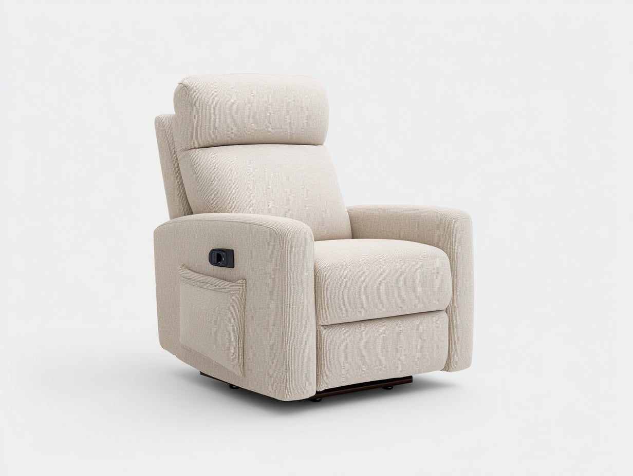 Fauteuil relax - tissu texturé-métal - 87x93x105 cm - beige - contemporain